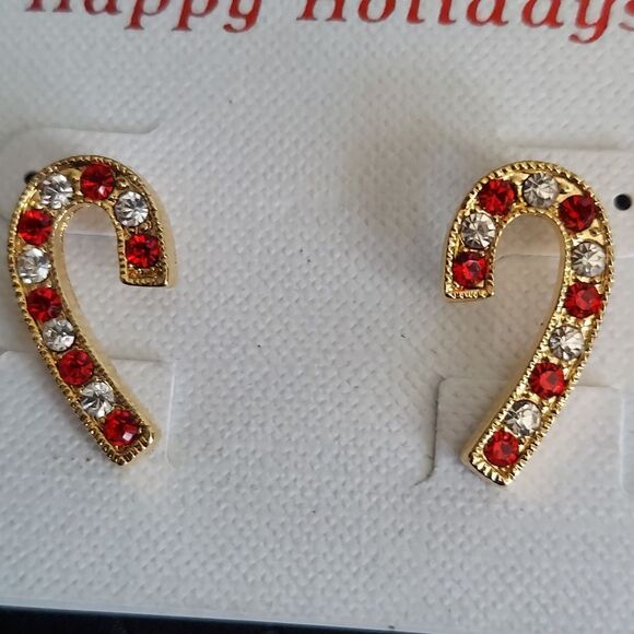 Happy Holidays Candy Cane Earrings - Picture 2 of 3